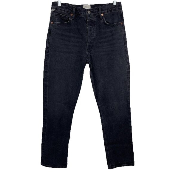 CITIZENS OF HUMANITY Charlotte High Rise Straight Jean In Black Sz 28 - Picture 1 of 6